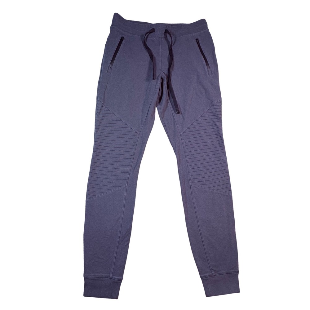 Alo Yoga Moto Jogger Pants Gray Ribbed Panel Lounge Athleisure Size M